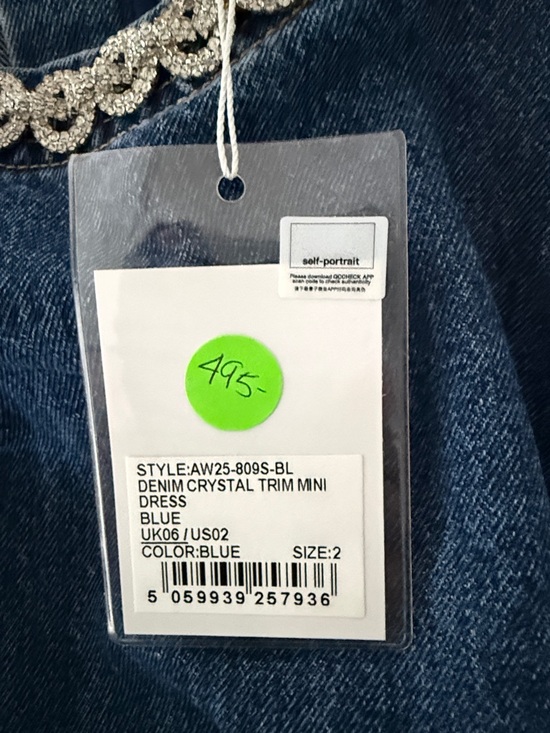 Self-Portrait Indigo Crystal Trim Mini Dress NWT Size 2 - Picture 9 of 10